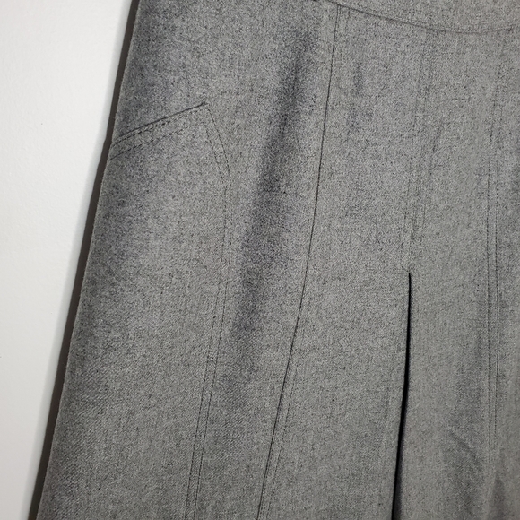 VINTAGE gray wool front pleat skirt - Picture 3 of 4